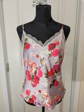 Victoria's Secret Lavender Floral Camisole with Pink & Red Flowers